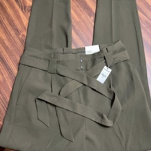 Express High Waist Paperbag Ankle Pant Sz 8 Olive